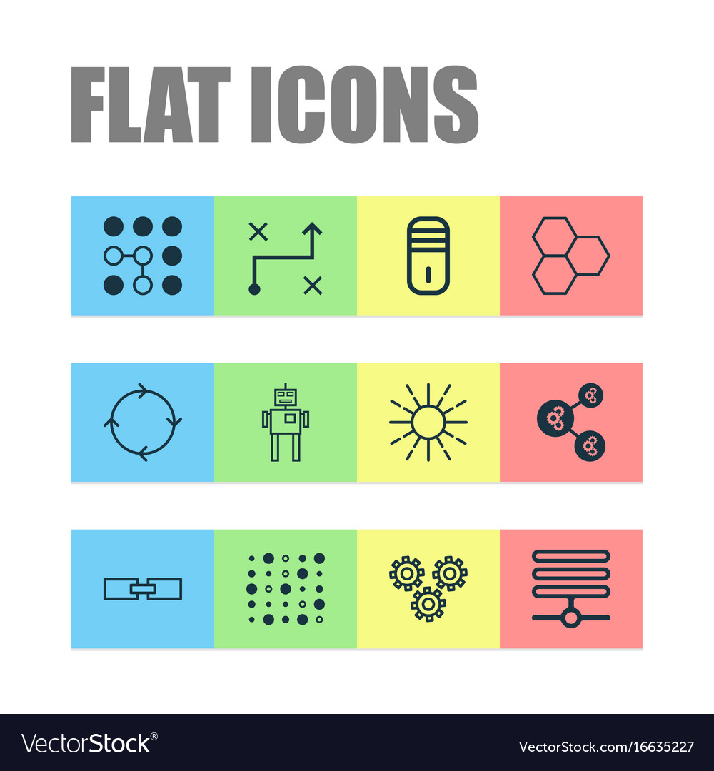 Robotics icons set collection of information base