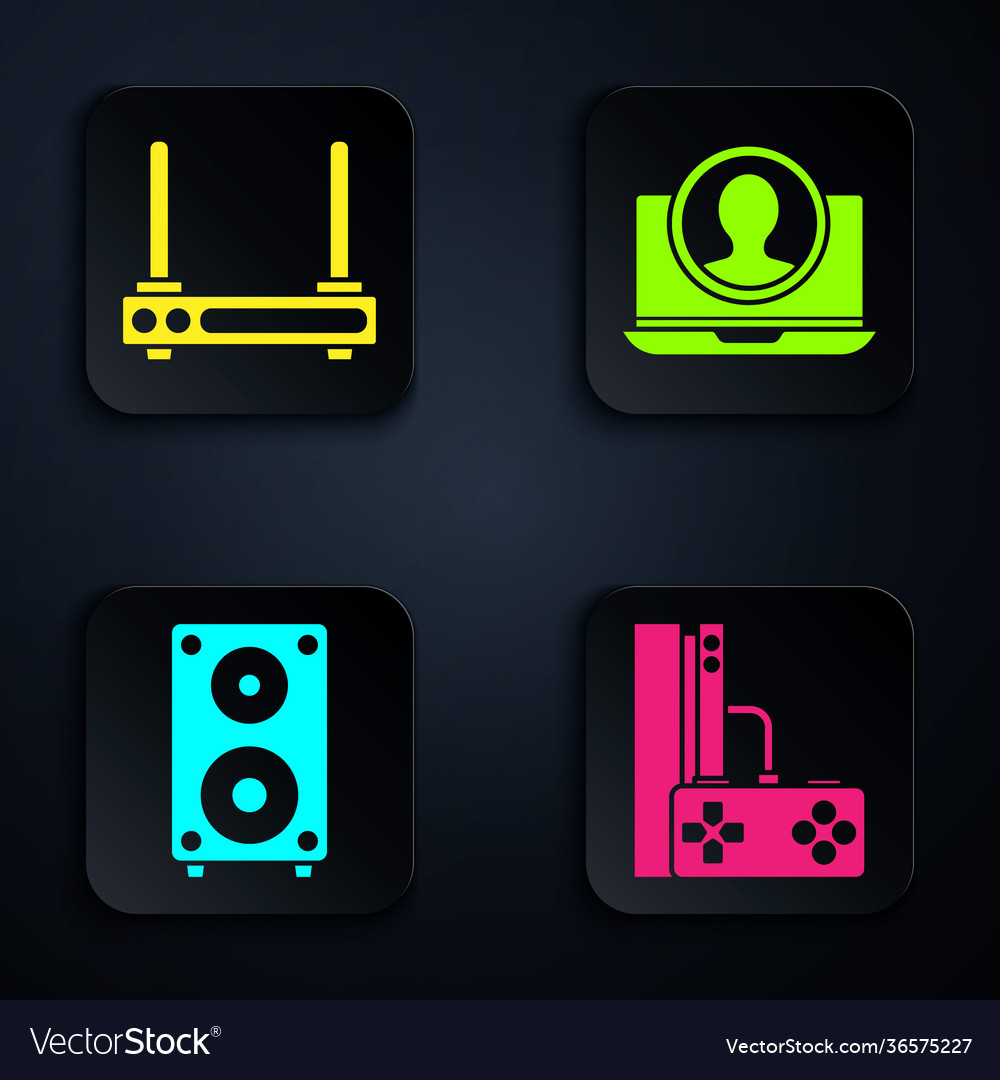 Set game console with joystick router and wi-fi vector image Set game console with joystick router and wi-fi