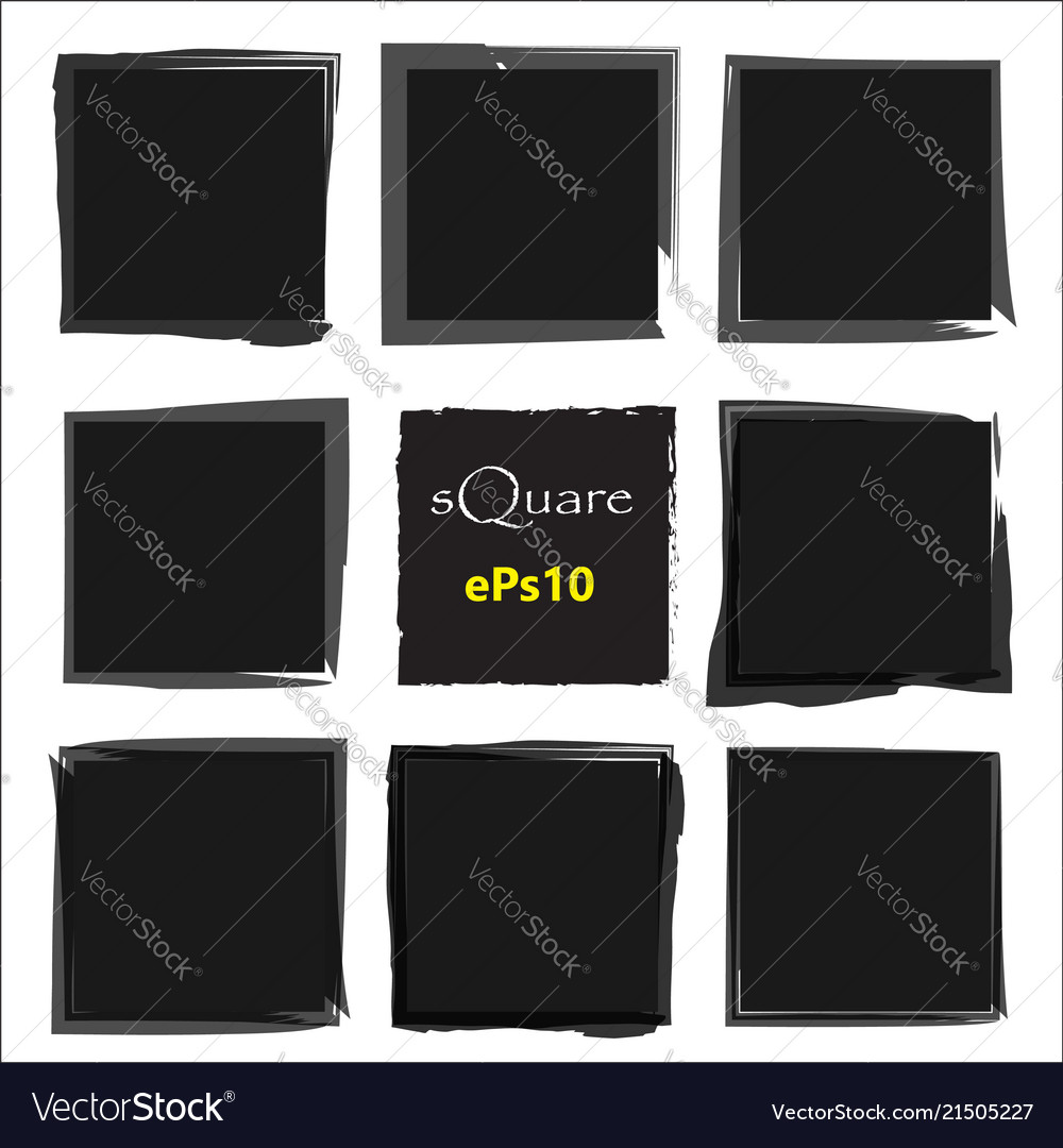 Set of empty scribble square frame design vector image Set of empty scribble square frame design