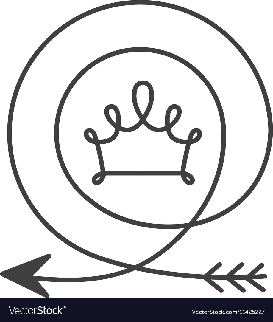 Silhouette with arrow in shape circular and crown