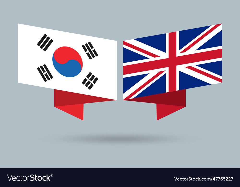 South korea and uk flags british korean