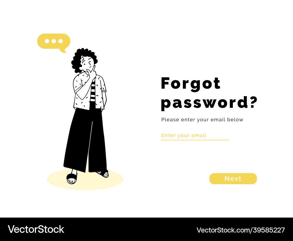 Woman forgoted password flat design Royalty Free Vector