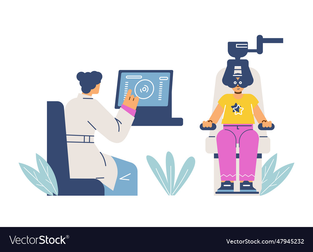 Child undergoing eye examination in Royalty Free Vector