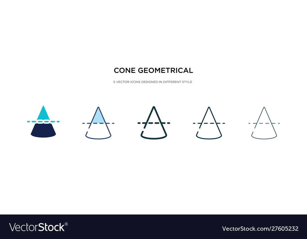 Cone geometrical icon in different style two