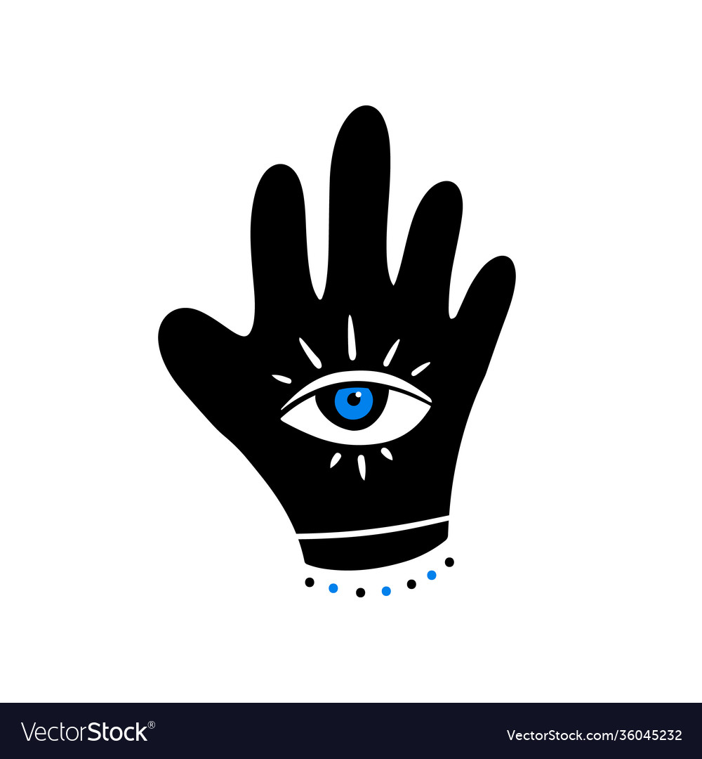 Decorated hand with eye symbol icon Royalty Free Vector