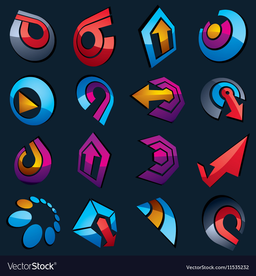 Dimensional business and corporate graphic symbols