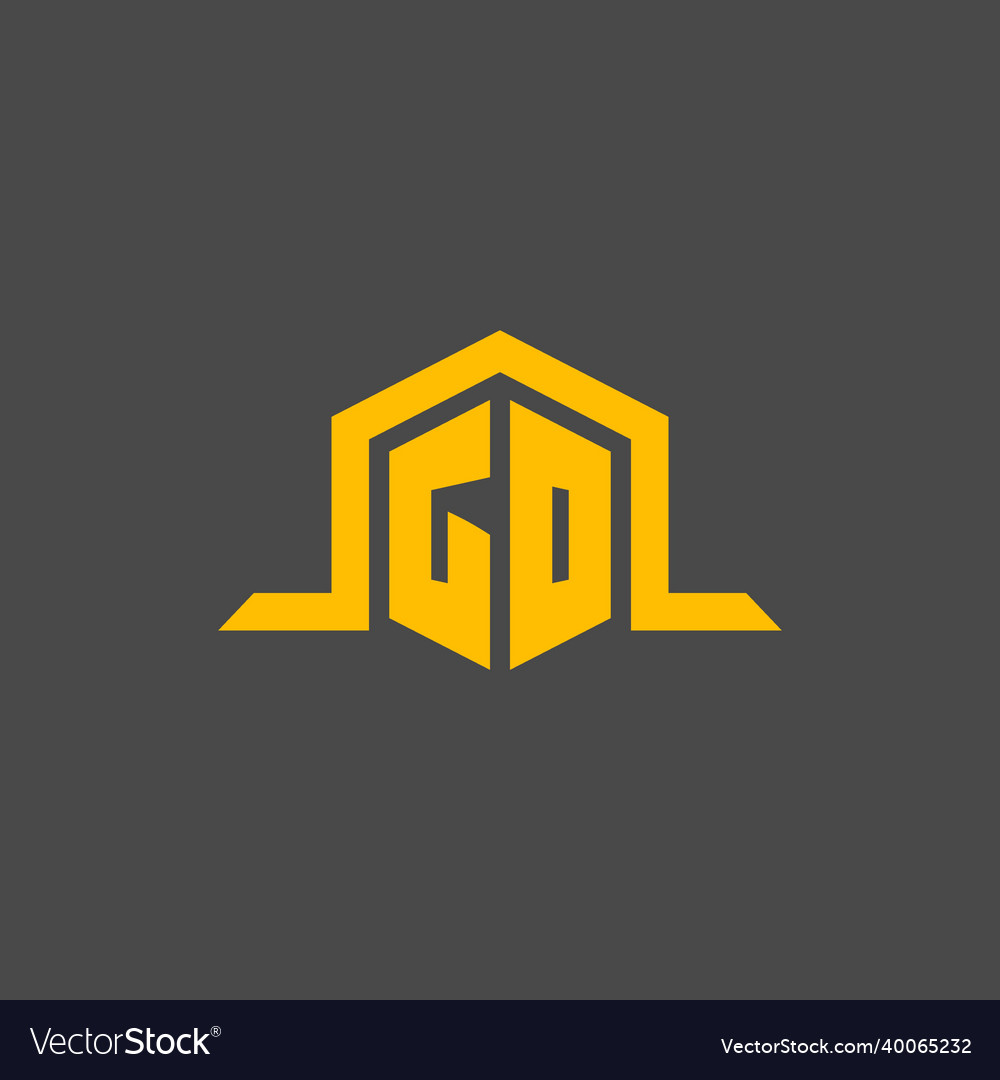 Go monogram initial logo with hexagon style design
