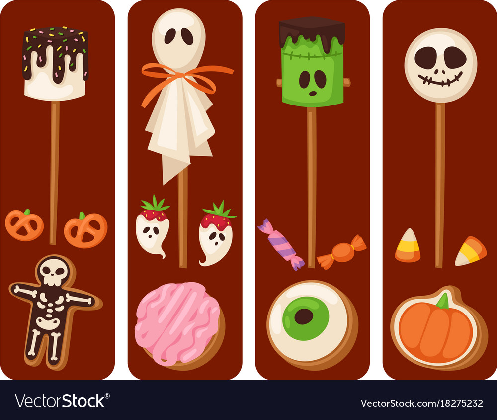 Halloween cookie food cards night cake party Vector Image