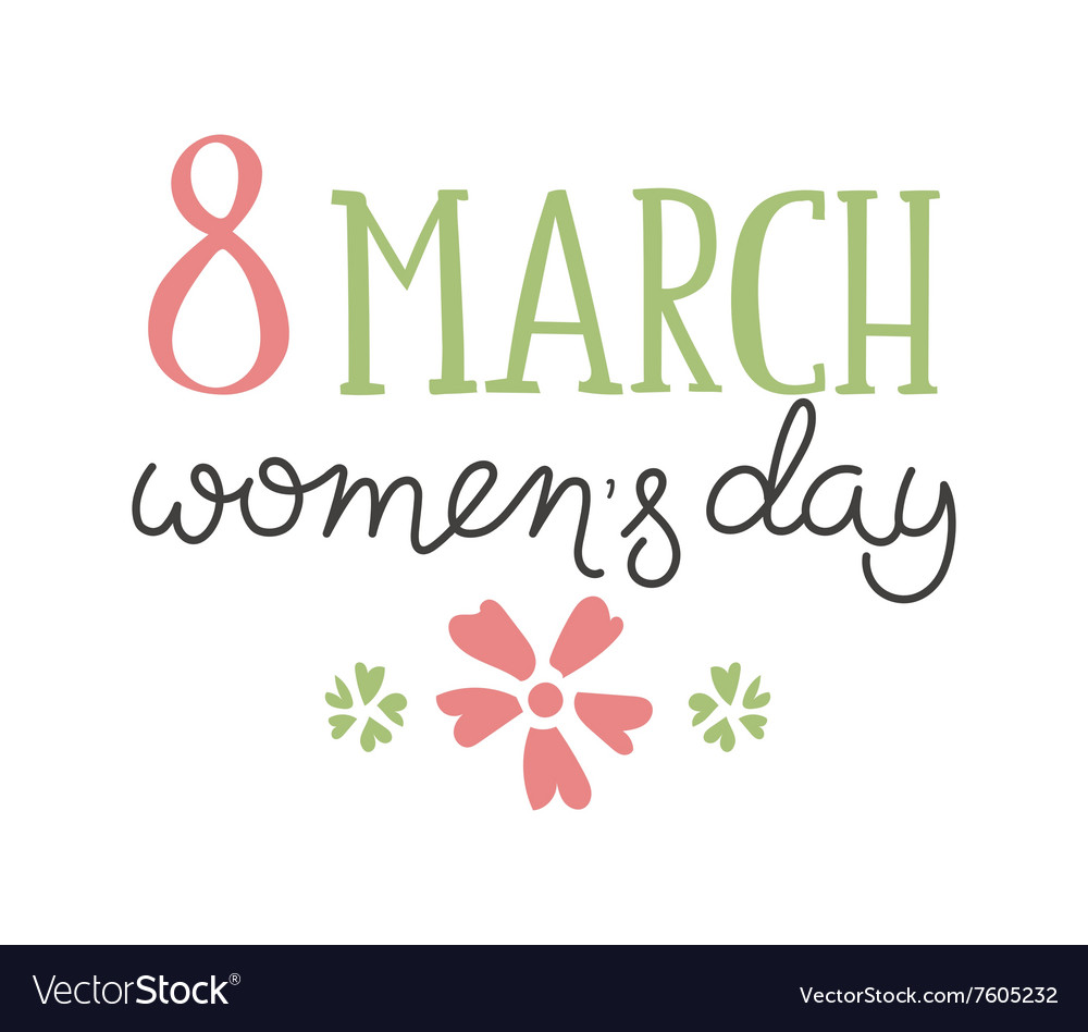 International Womens Day Text 8 March Royalty Free Vector