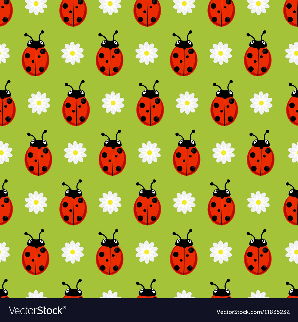 Ladybug Spring Seamless Pattern