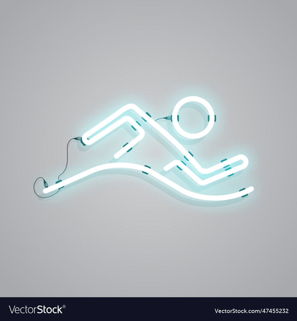 Neon swimming man sign icon