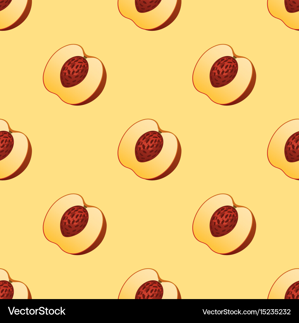 Peach fruit slice seamless pattern realistic 3d Vector Image