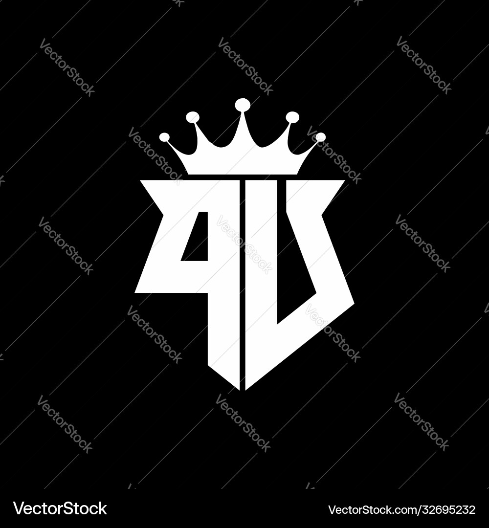 Pu logo monogram shield shape with crown design Vector Image