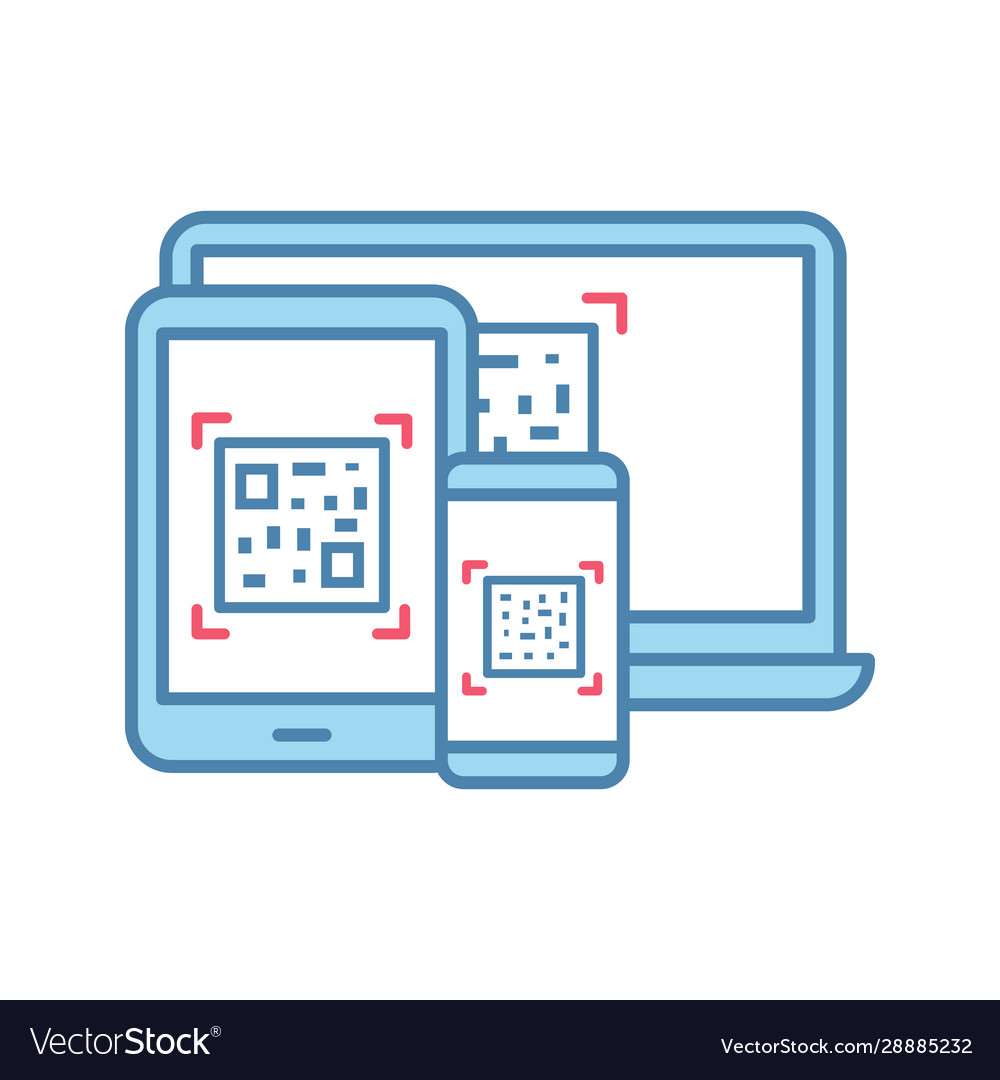 Qr codes on different devices color icon vector image Qr codes on different devices color icon