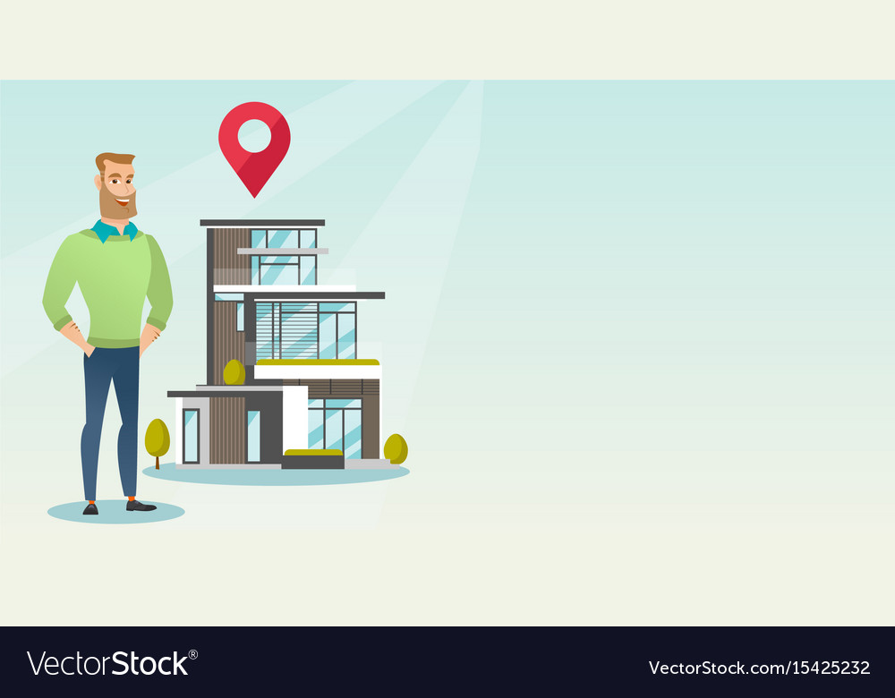 Realtor on background of house with map pointer