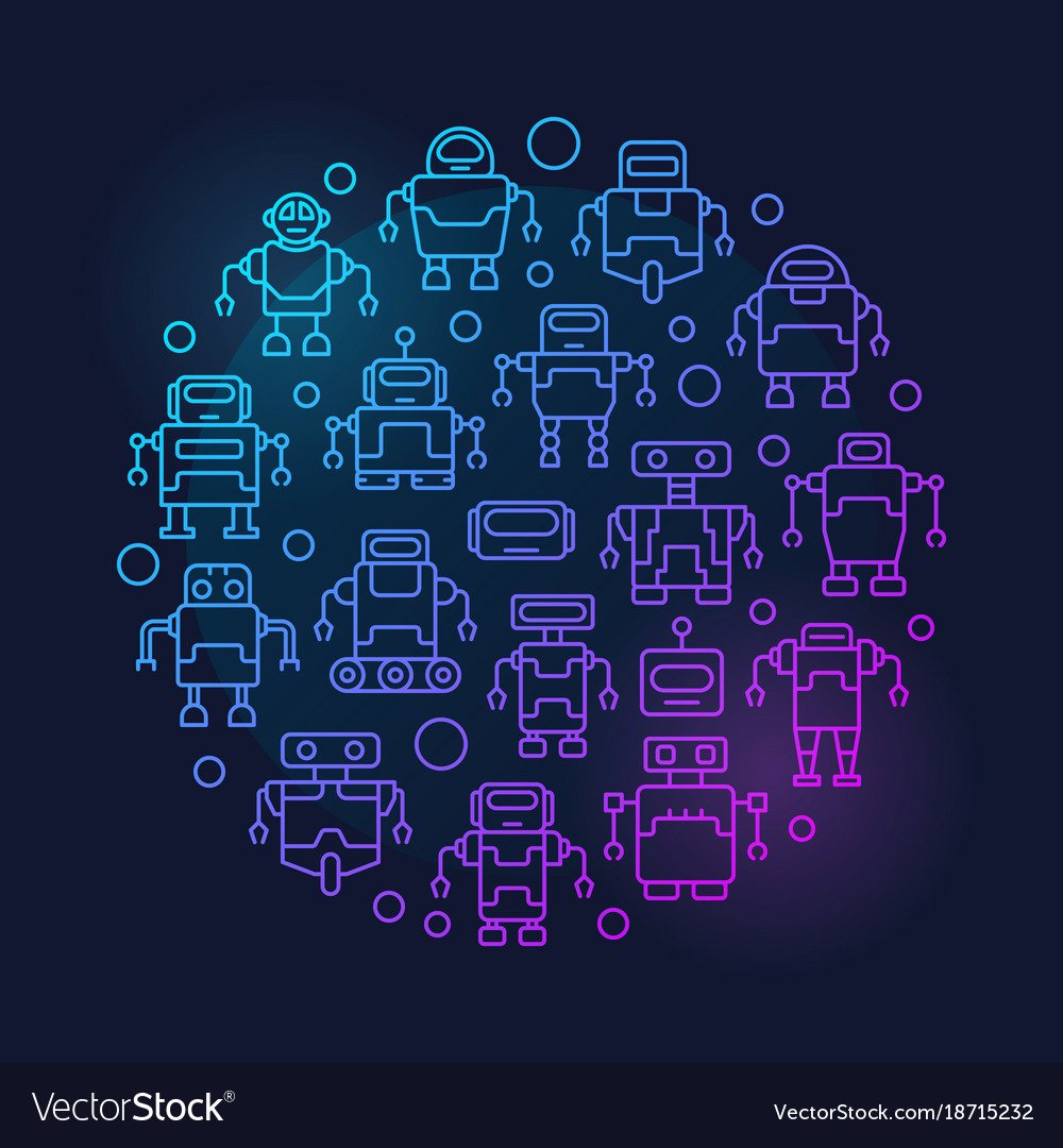 Robots round colorful