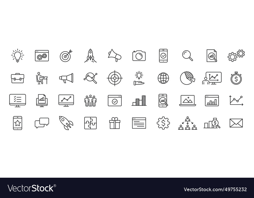 Set of 40 web development icons in line style vector image Set of 40 web development icons in line style