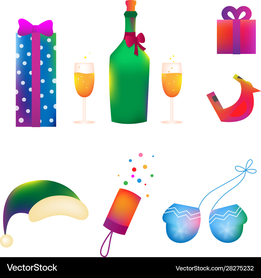 Year icons symbols set Royalty Free Vector Image