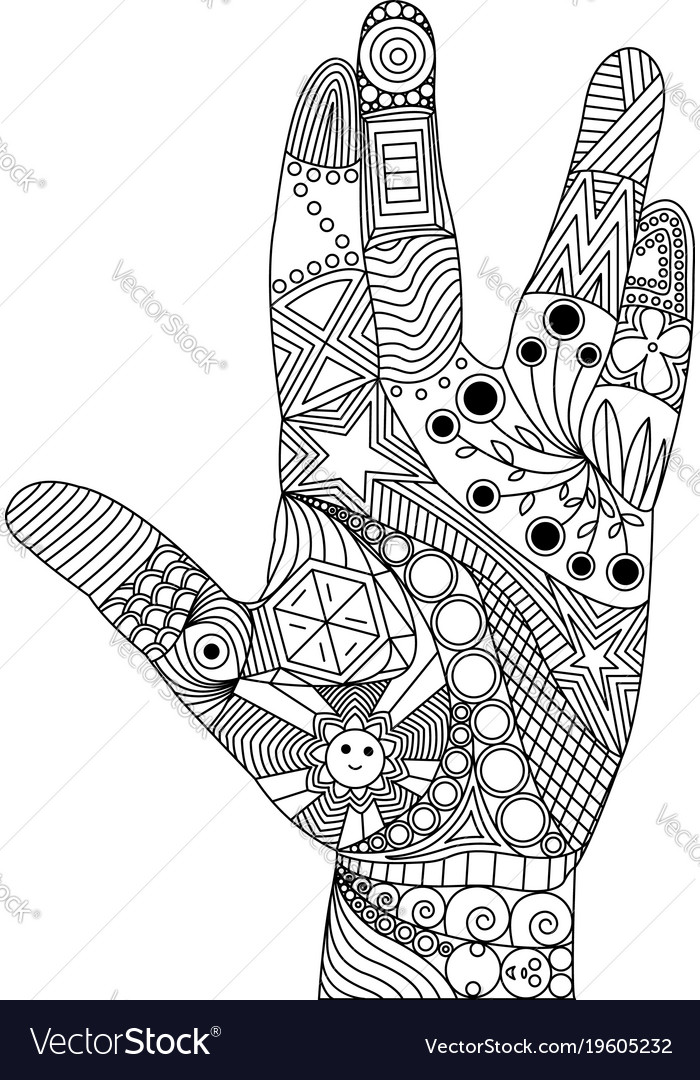 Zen tangle of palm Royalty Free Vector Image - VectorStock