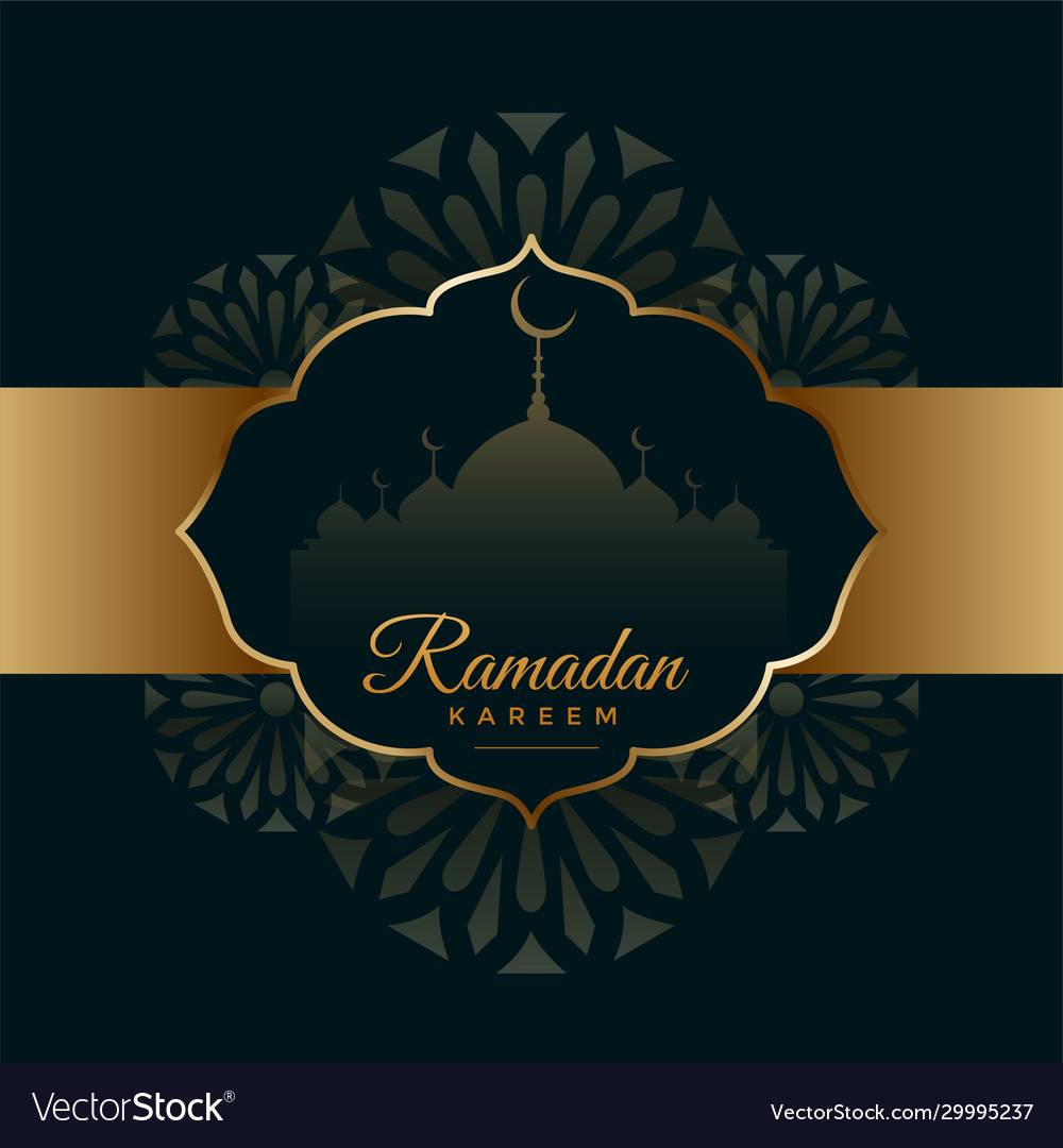 Arabic ramadan kareem black and gold festival card