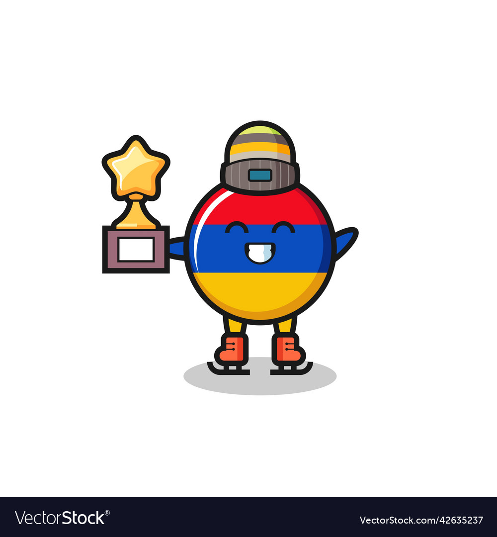 Armenia flag cartoon as an ice skating player