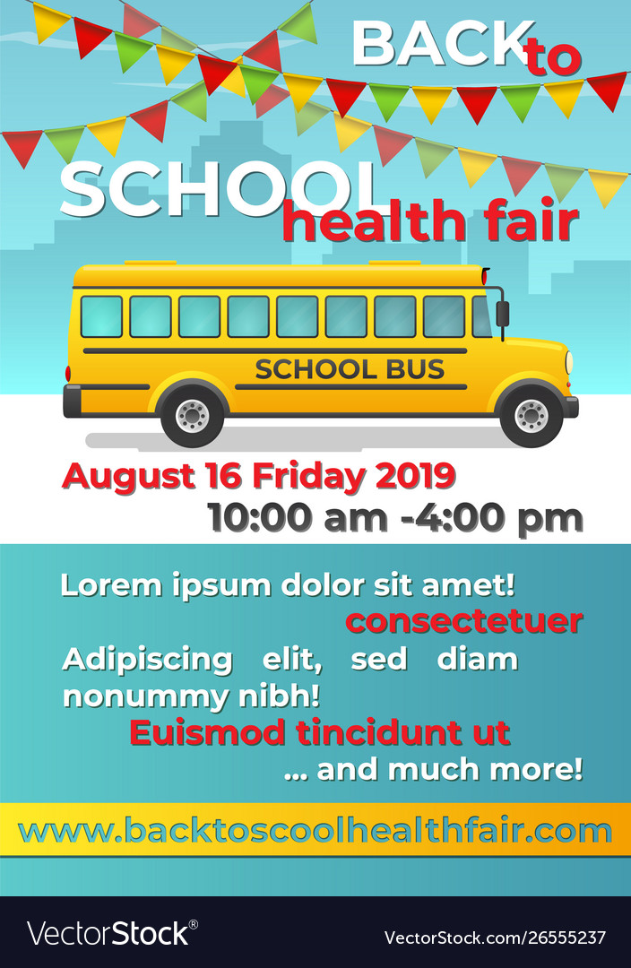 Back to school flyer with bus vector image Back to school flyer with bus