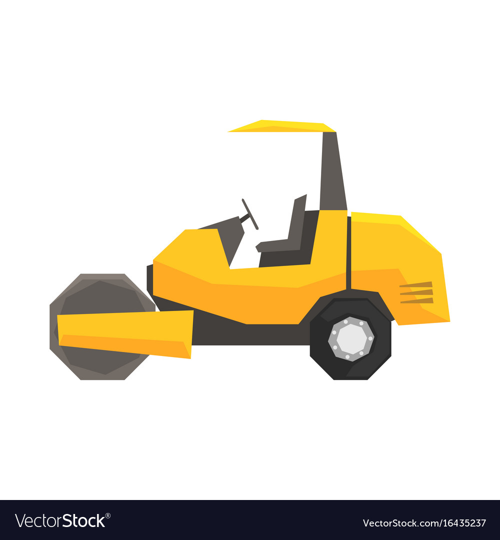 Big yellow road roller heavy construction machine