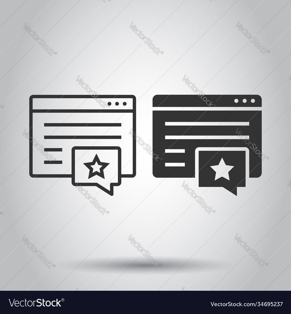 Browser window with star icon in flat style wish