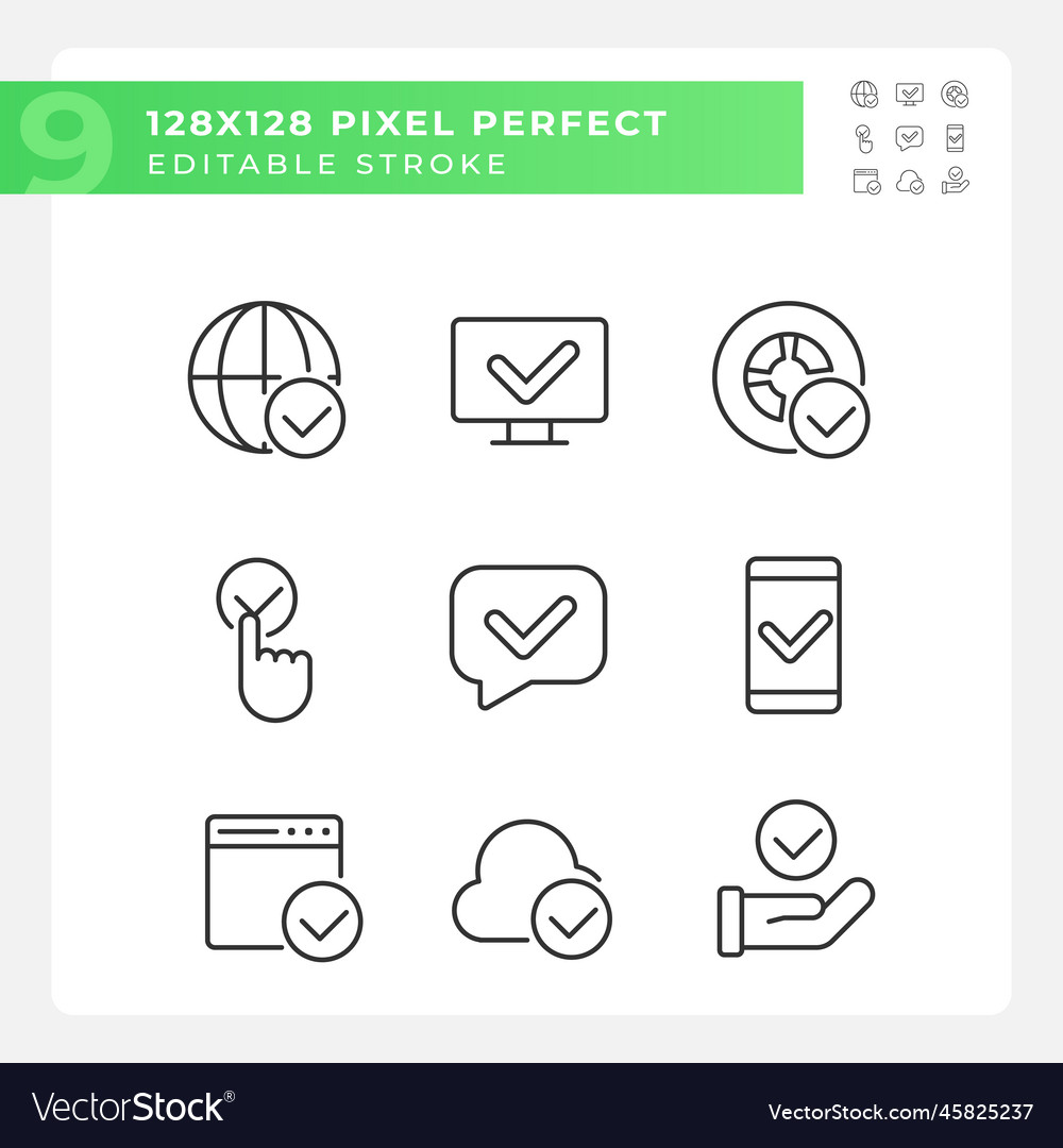 Checkmarks in communication pixel perfect linear vector image Checkmarks in communication pixel perfect linear