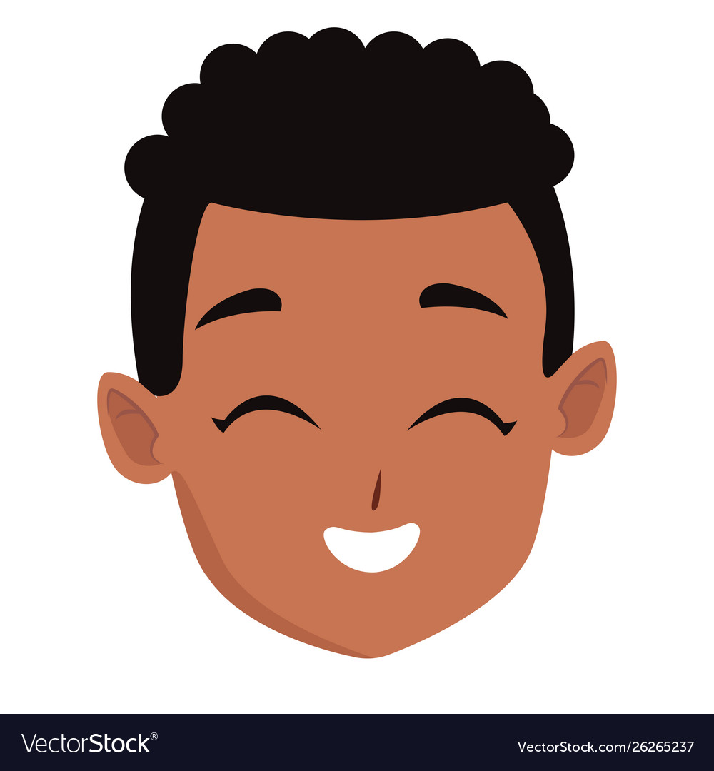 Kind Smiling Boy Face (Black)