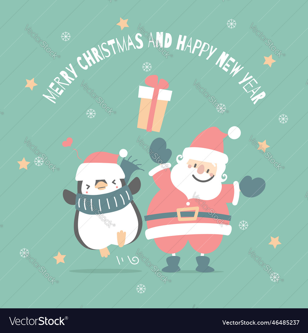 Merry christmas and happy new year with cute santa