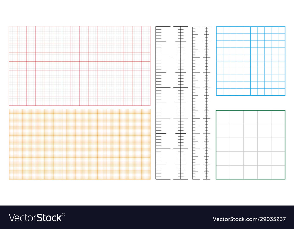 Metric graph paper and corner ruler set vector image Metric graph paper and corner ruler set