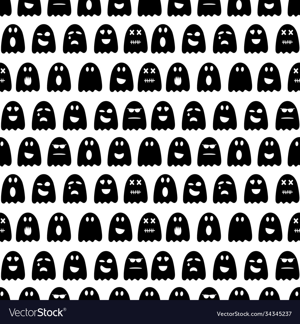 Seamless pattern with various ghosts vector image Seamless pattern with various ghosts