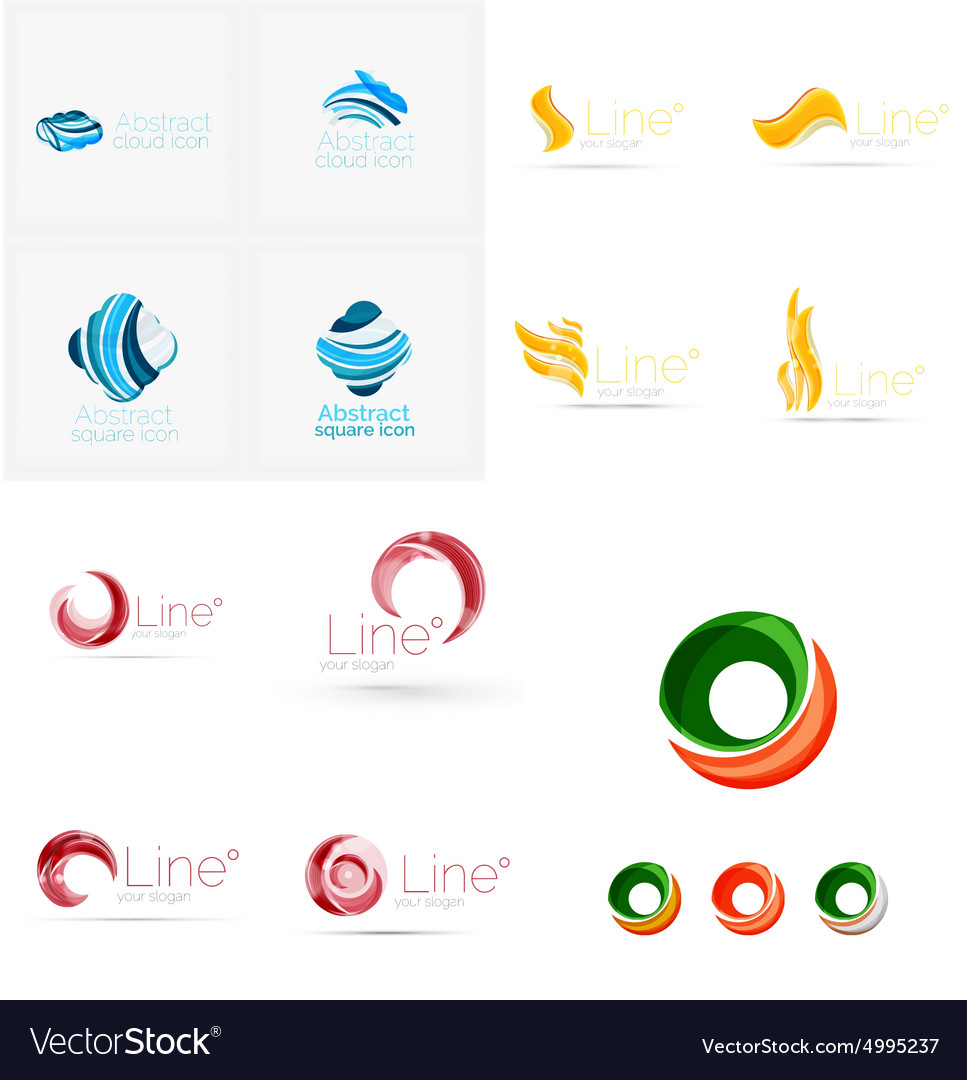 Set of swirl wave lines circle logo icons