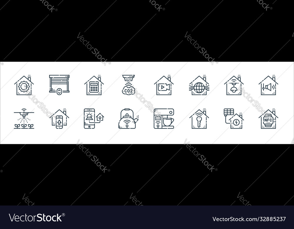 Smarthome line icons linear set quality vector image Smarthome line icons linear set quality