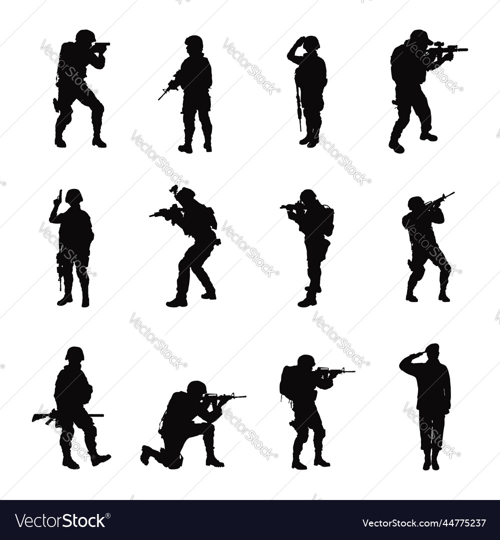 Soldier silhouettes military silhouette Royalty Free Vector