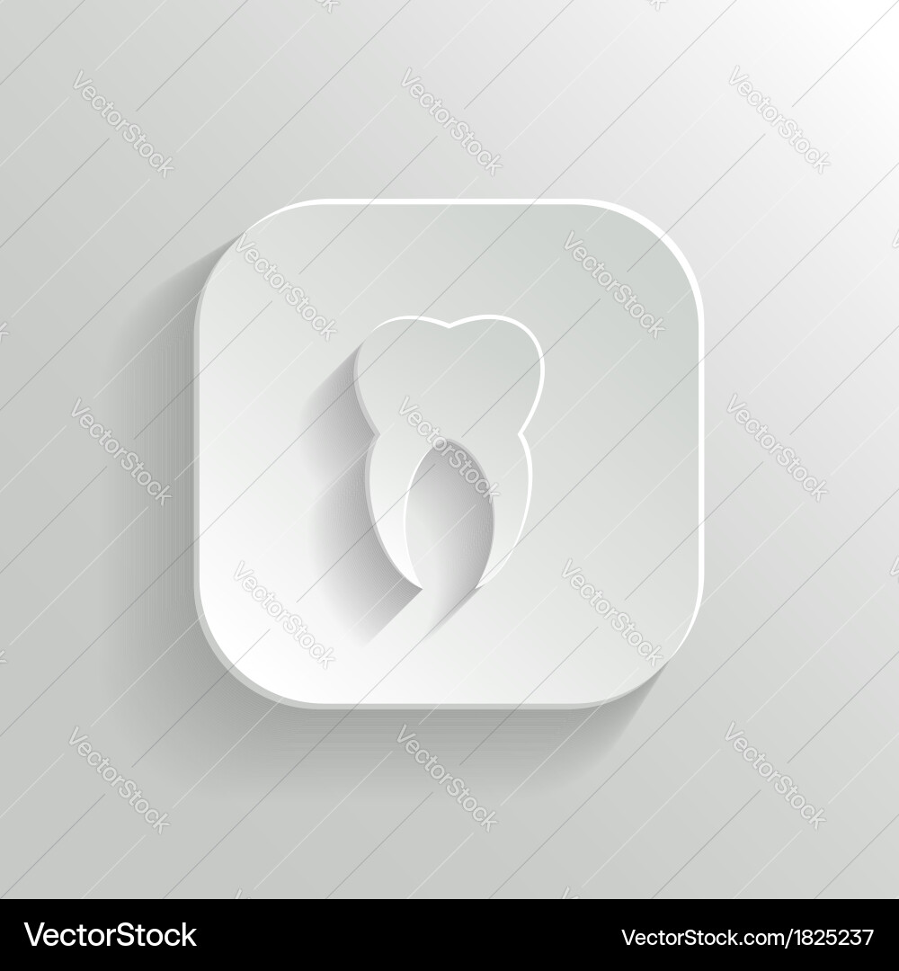 Tooth icon - white app button Royalty Free Vector Image