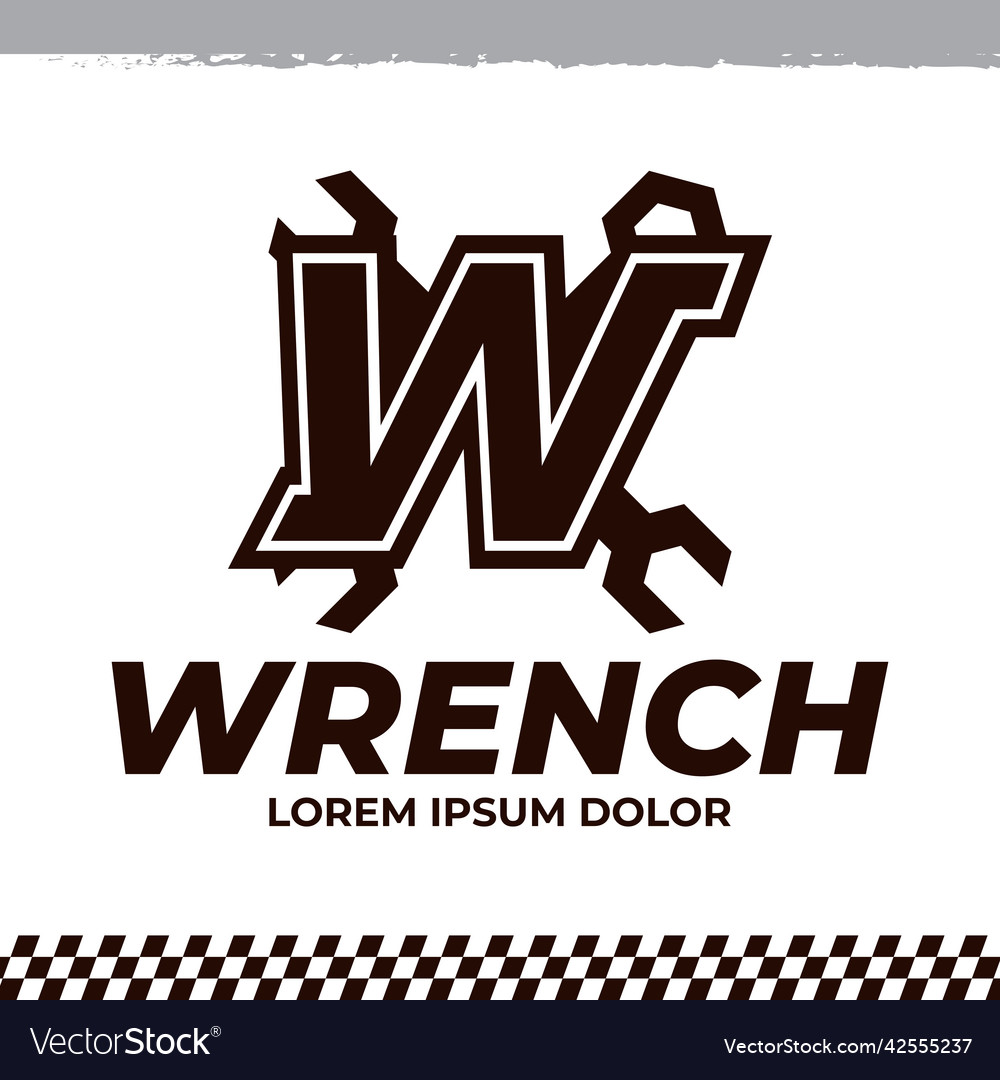 Wrench icon on letter w logo design template