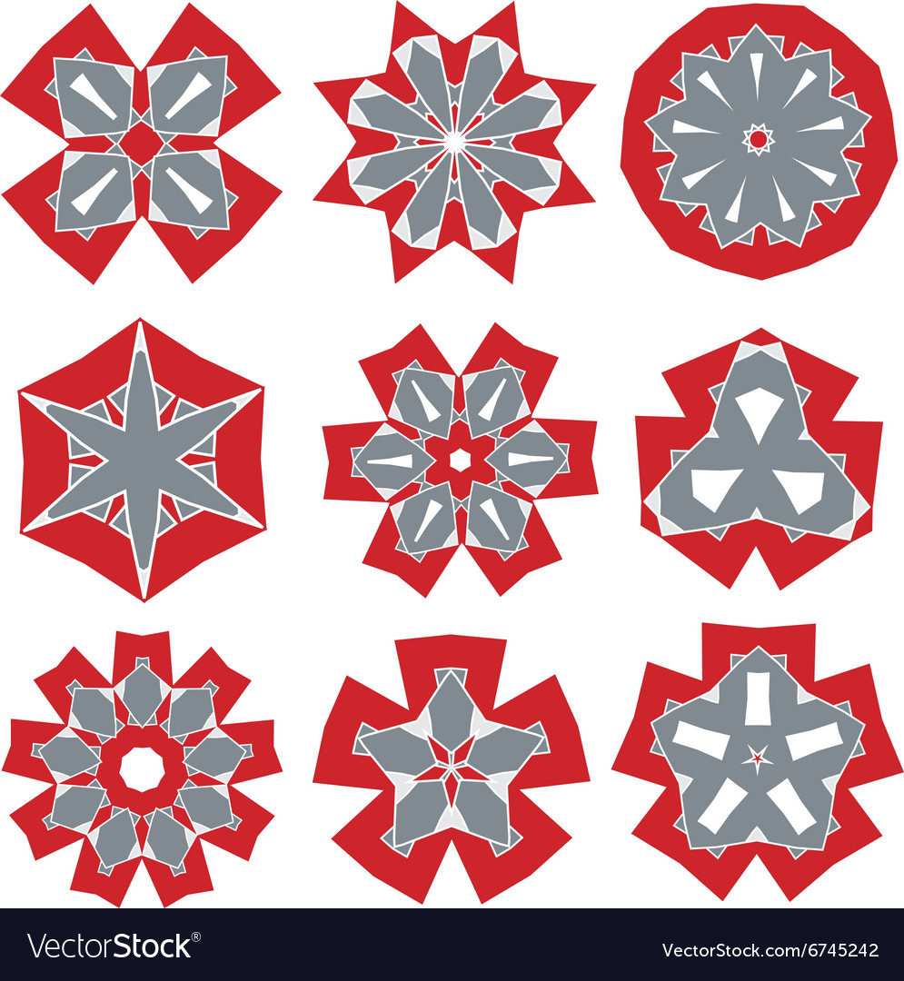 Duocolor abstract flower set Royalty Free Vector Image