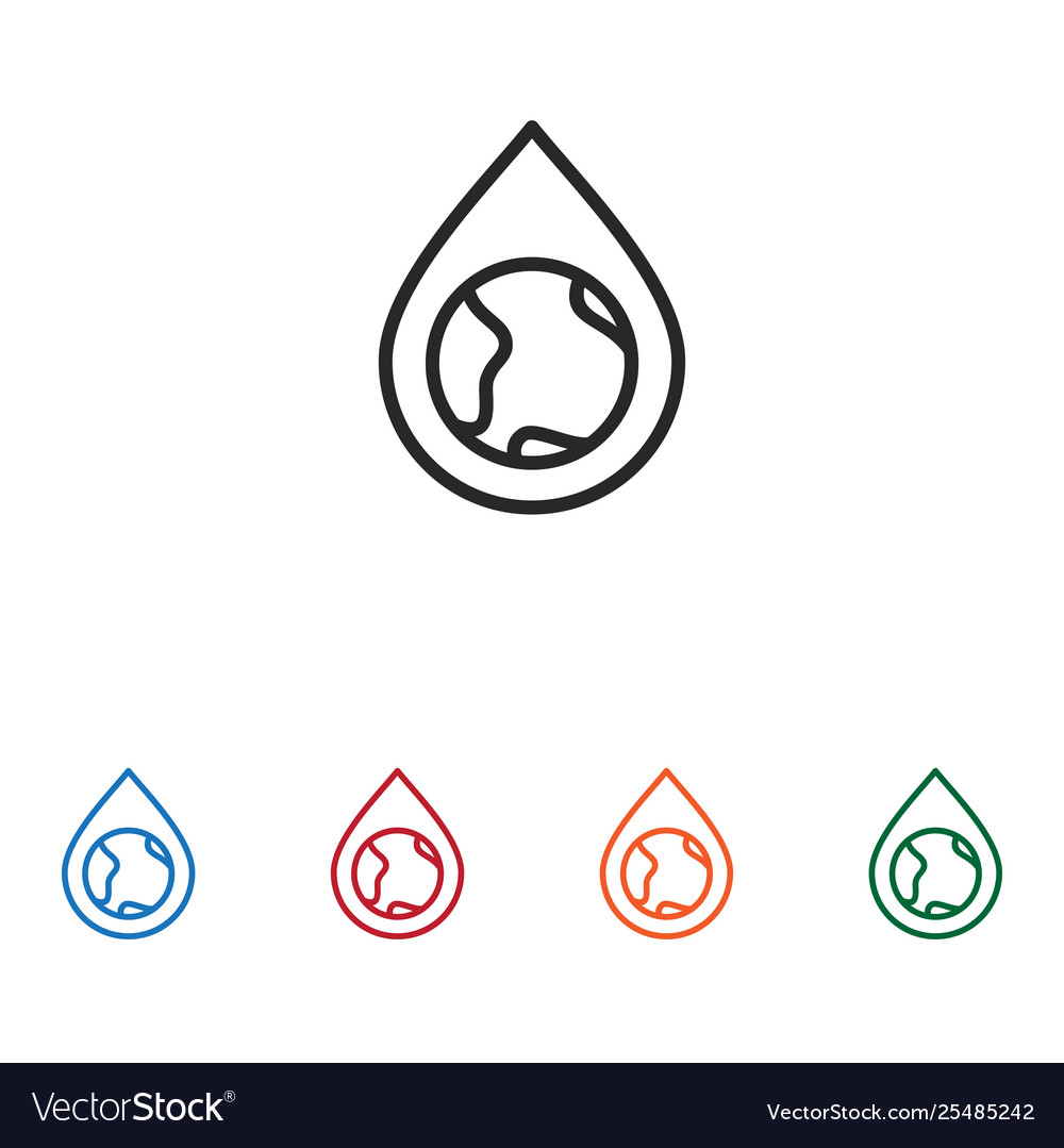 Earth planet in water drop icon