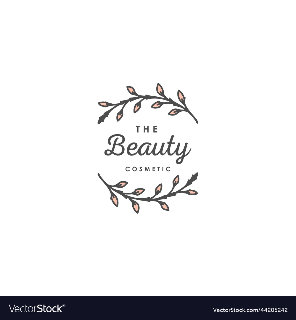 Floral circle logo feminine cosmetic flower logo Vector Image