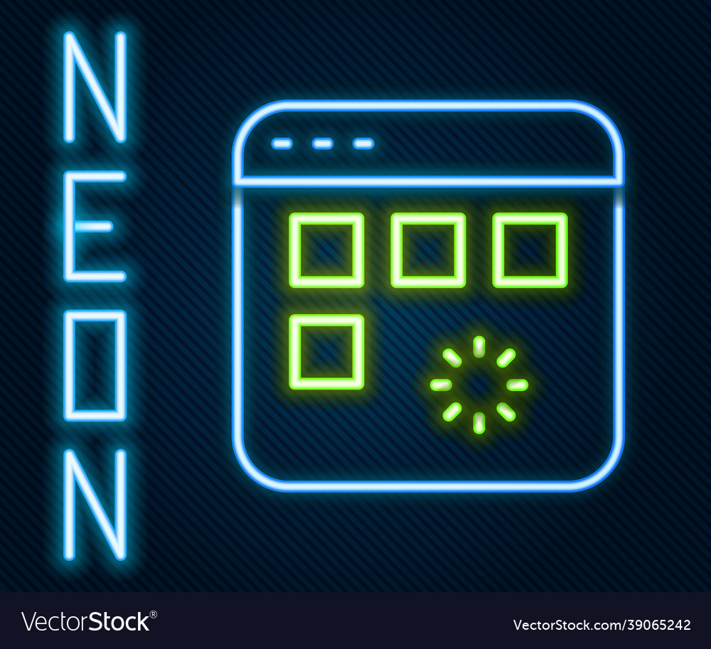 Glowing neon line loading a data window vector image Glowing neon line loading a data window
