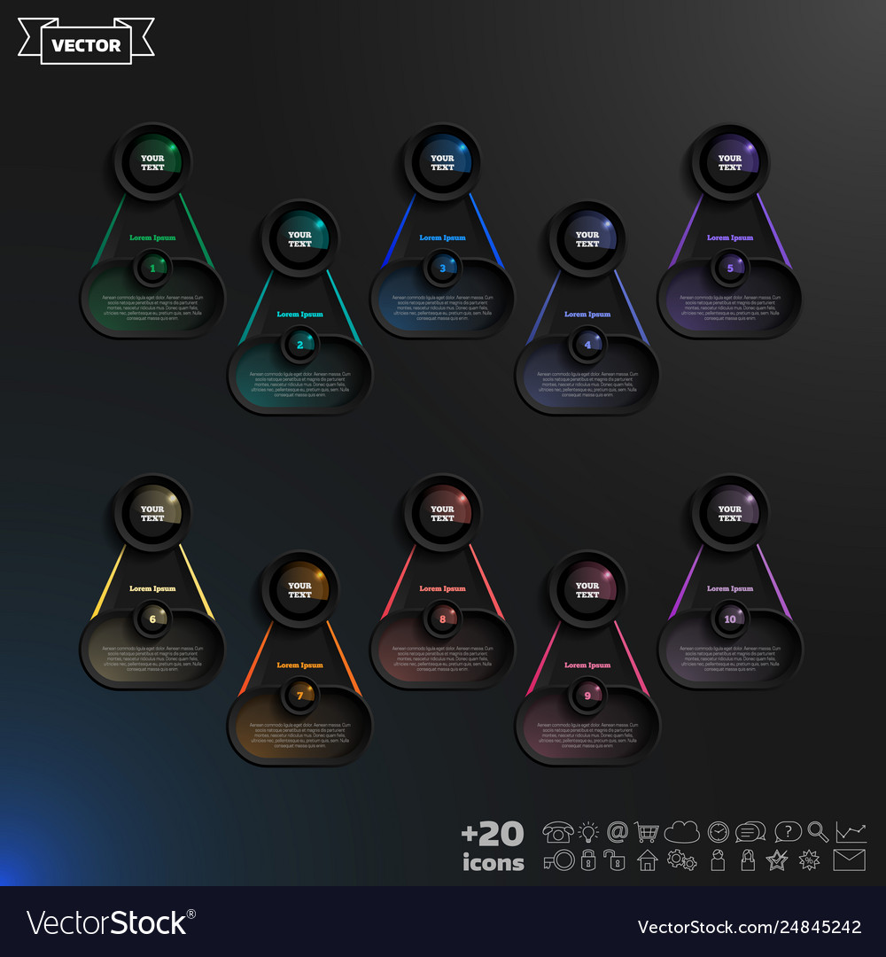 Infographic design list with colorful circles vector image Infographic design list with colorful circles