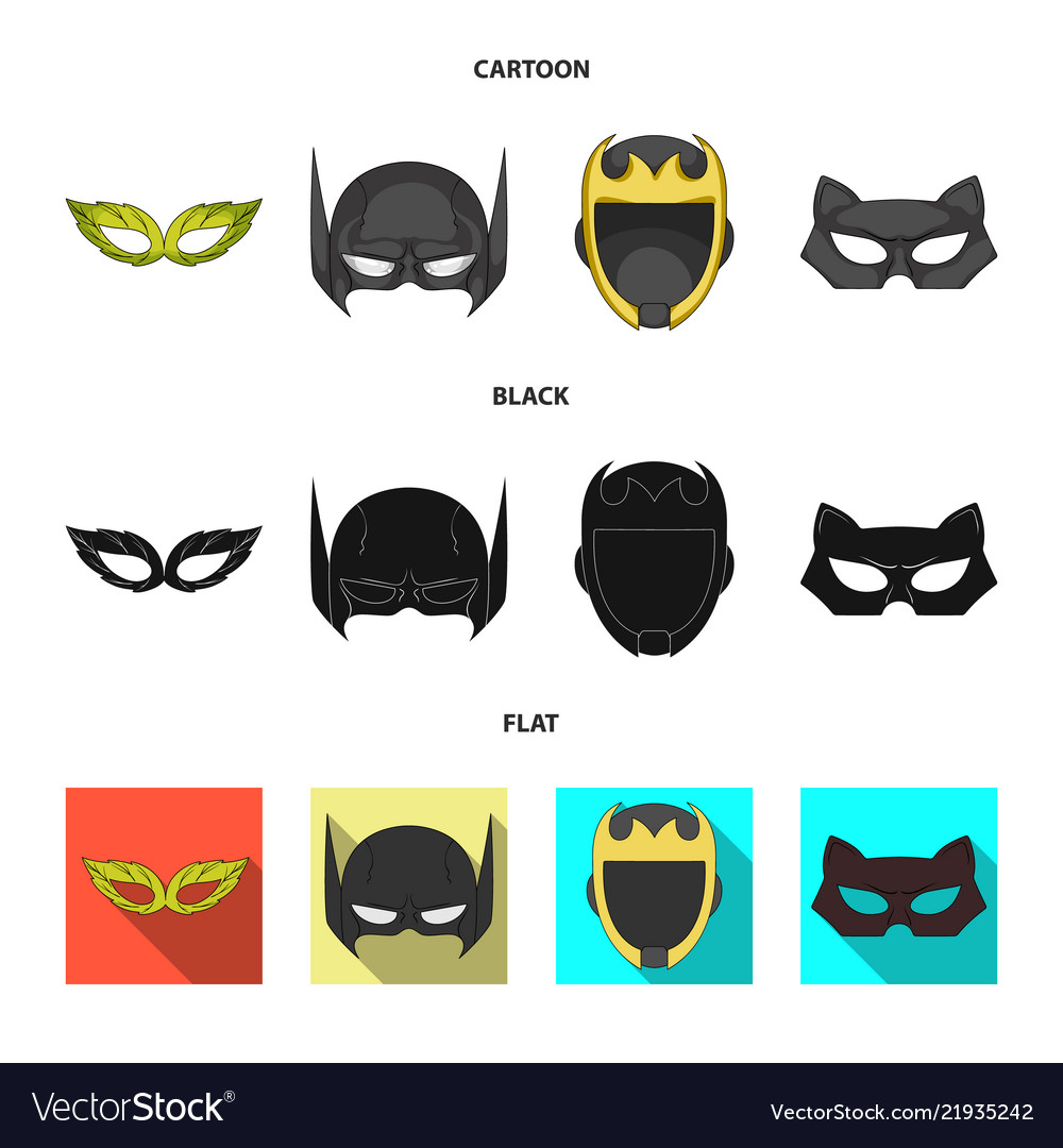 Isolated object of hero and mask icon collection vector image Isolated object of hero and mask icon collection