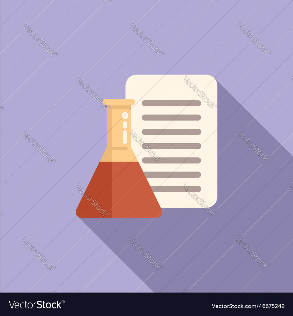 Lab test flask icon flat shield system Royalty Free Vector