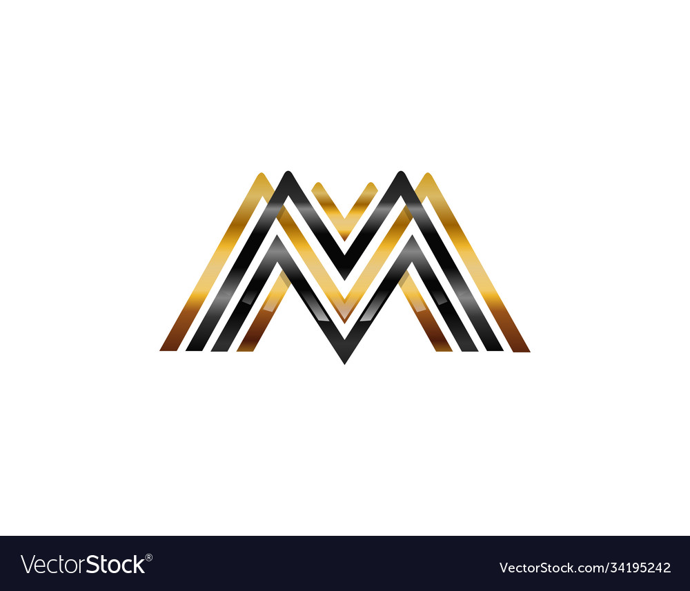 Luxury letter m gold and black symbol logo design