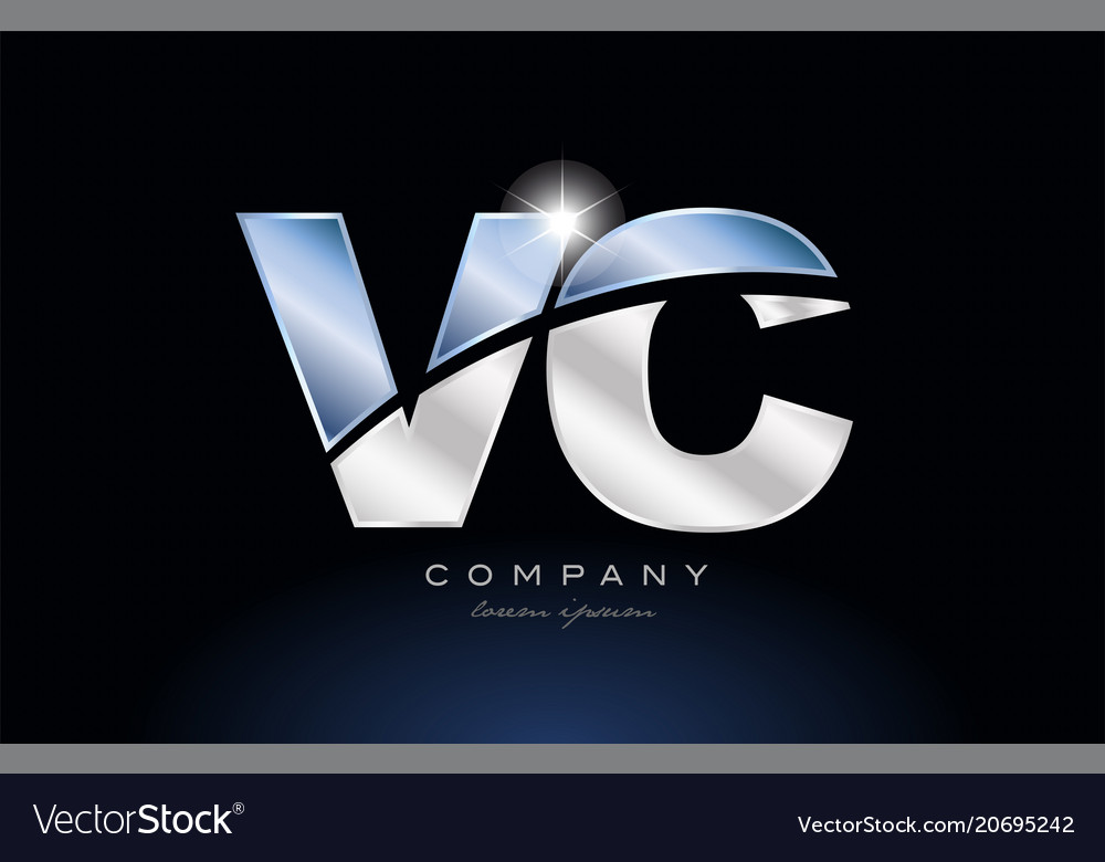 Metal blue alphabet letter vc v c logo company Vector Image