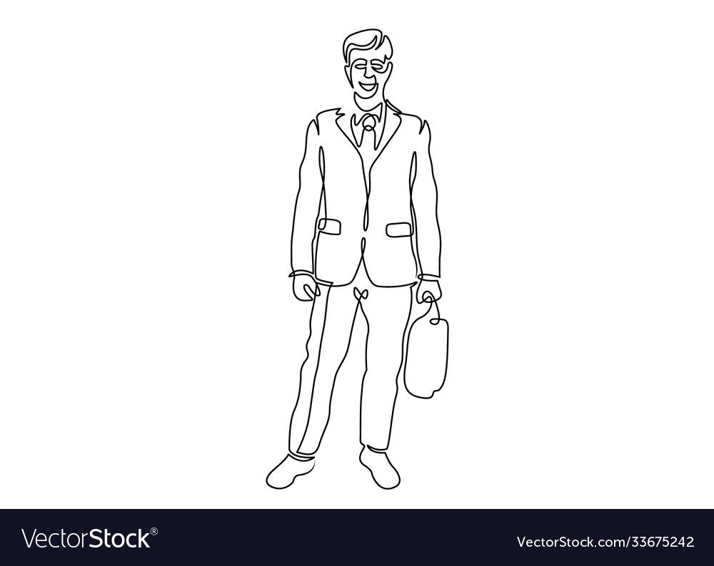 One line drawing or continuous businessman Vector Image