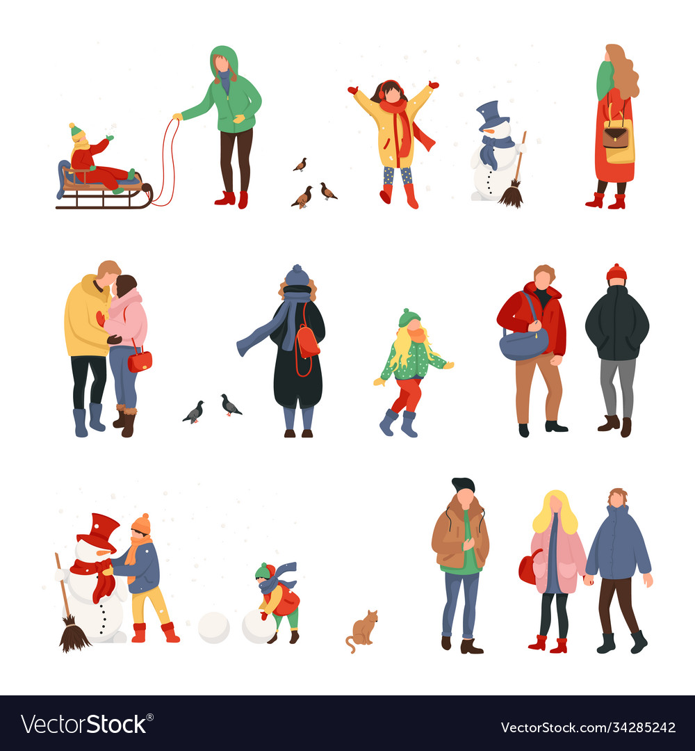 People In Winter Outwear Royalty Free Vector Image