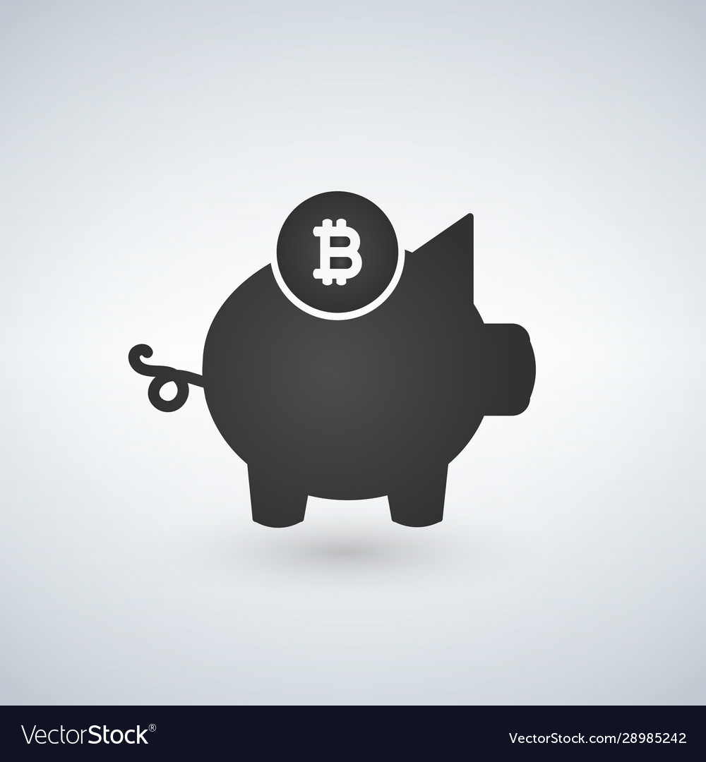 Piggy bank bitcoin icon crypto currency saved